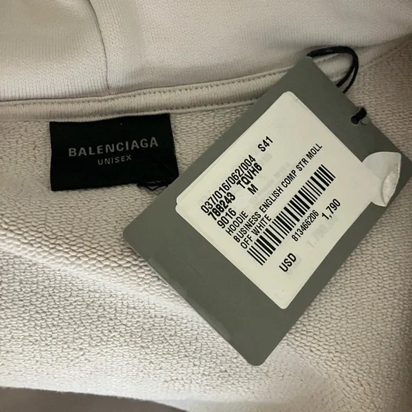Balenciaga Light Gray Logo-Patch Zip Hoodie BRAND NEW WITH TAGS. Fixed Price. - Picture 4 of 4